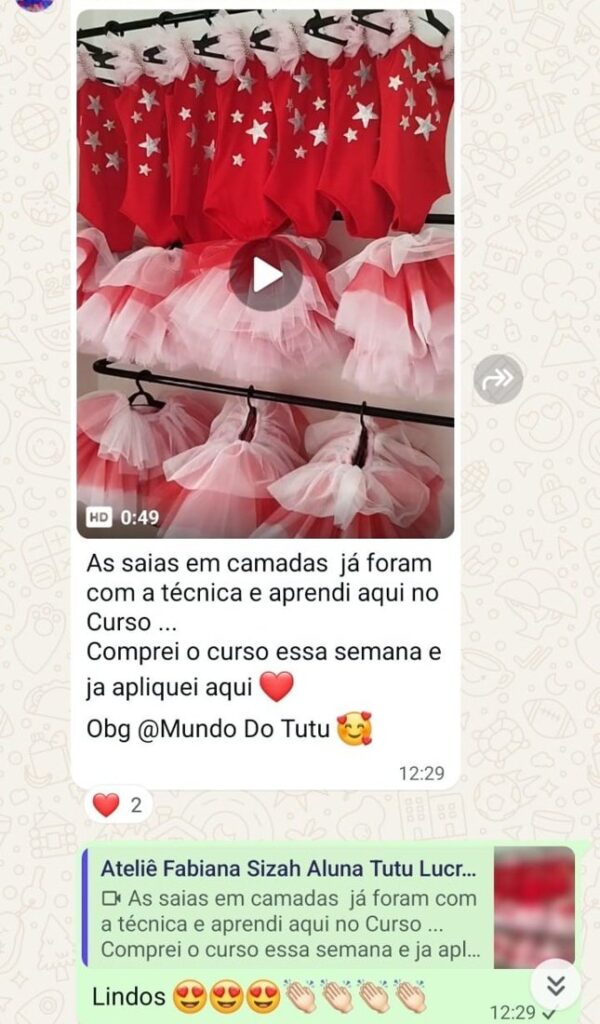 Depoimento de aluna do curso